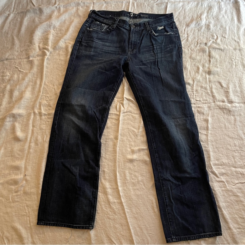 7 For all mankind Austyn dark blue jeans with worn look size 36  USA Made 🇺🇸